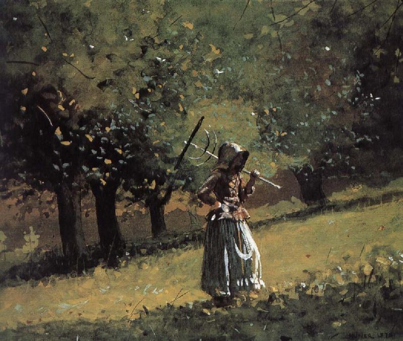 Winslow Homer Shoulder the rake bar girls France oil painting art